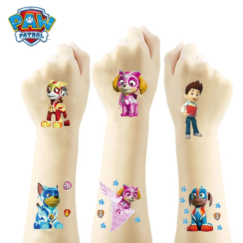 Autocollants de tatouage de dessin animé Paw Patrol pour enfants, Chase, Skye, Rubble, jouets de fête d\'anniversaire, cadeaux mignons, nouveau