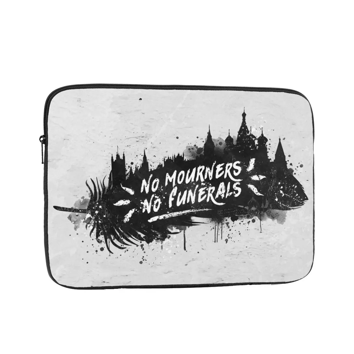 Shockproof Case Men Women No Mourners No Funerals Laptop Bag Sleeve Watercolor Feather Letters Notebook Sleeve Cover Bag