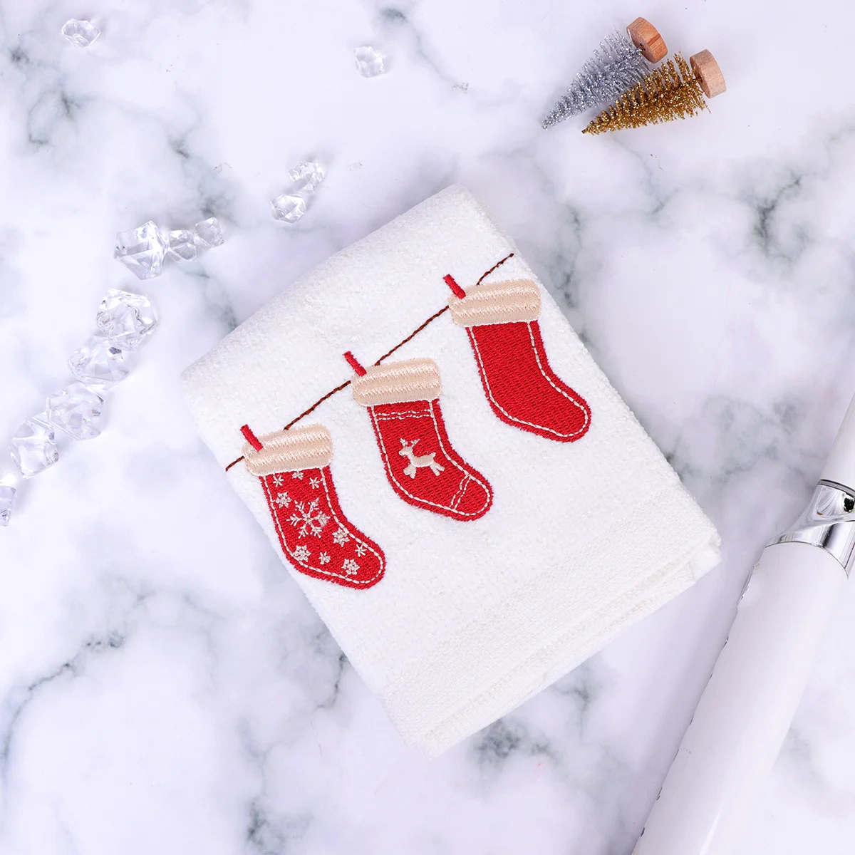 

Embroidered Christmas Face Towel Premium Cotton Soft Facial Creative Home Use Facial