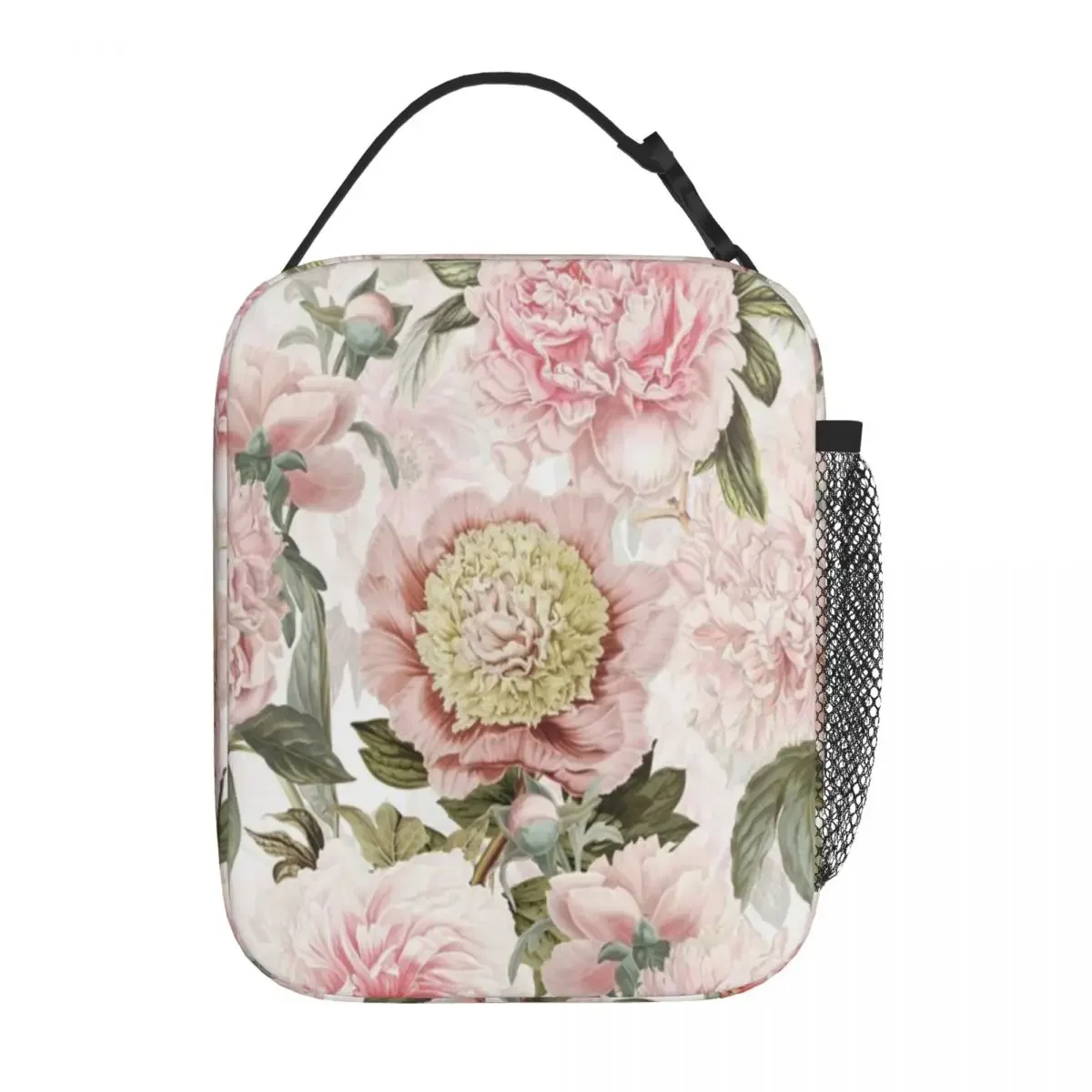 Hot Sale Vintage Botanical Blush Peony Flowers Botanical Garden Pattern Rugged Lunch Box Bag Hospital Visiting Bento Bag