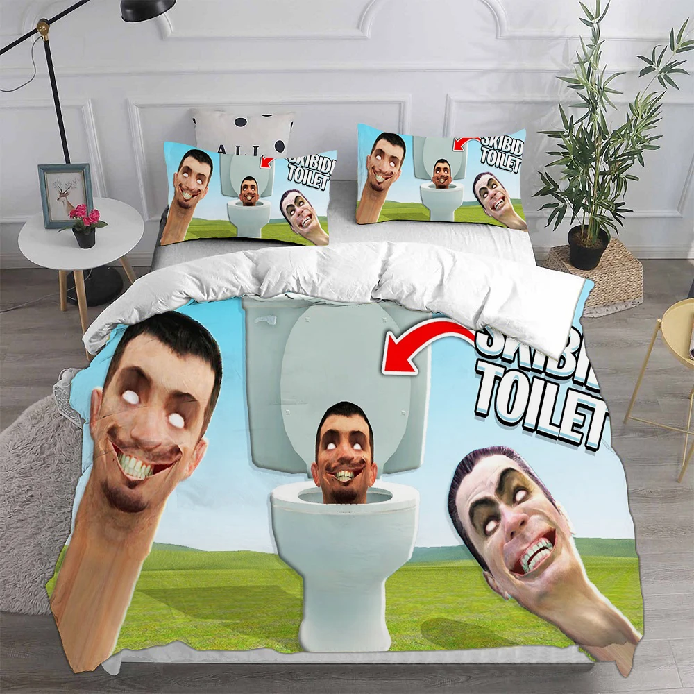 لعبة Skibidi المرحاض Arale المعزي مجموعات الفراش لحاف غطاء السرير غطاء لحاف كيس وسادة 2-3 قطع مجموعات الاطفال الكبار الحجم