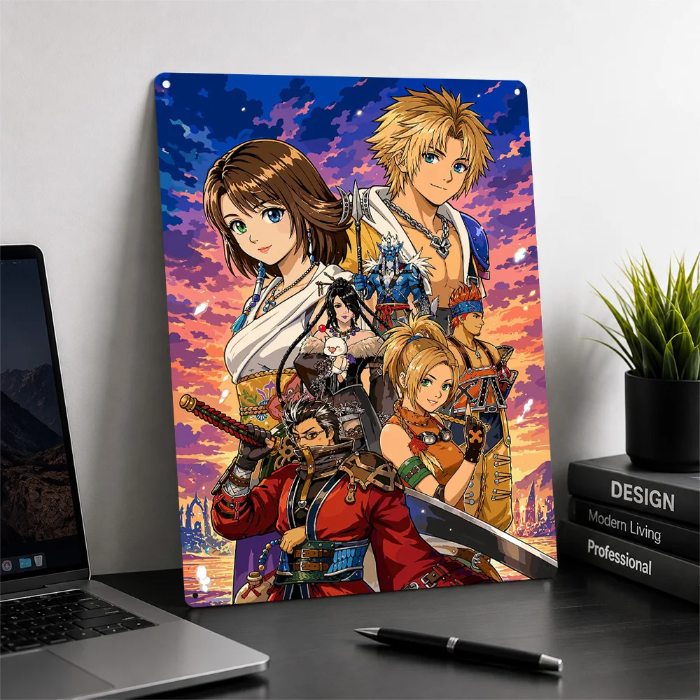 Final Fantasy 3D Printed Texture Poster Personalized Wall Art Retro Metal Tin Signs for Modern Home Decoration Luxury Wand Deko