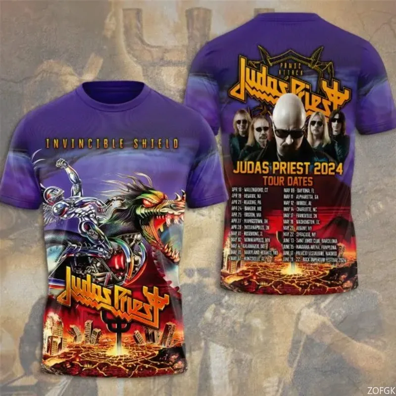 Judas Priest Band 3d Print T-shirt Men Women Fashion O-Neck Short Sleeve Tops Tees Rock Music Clothing Hip Hop Tshirt Male