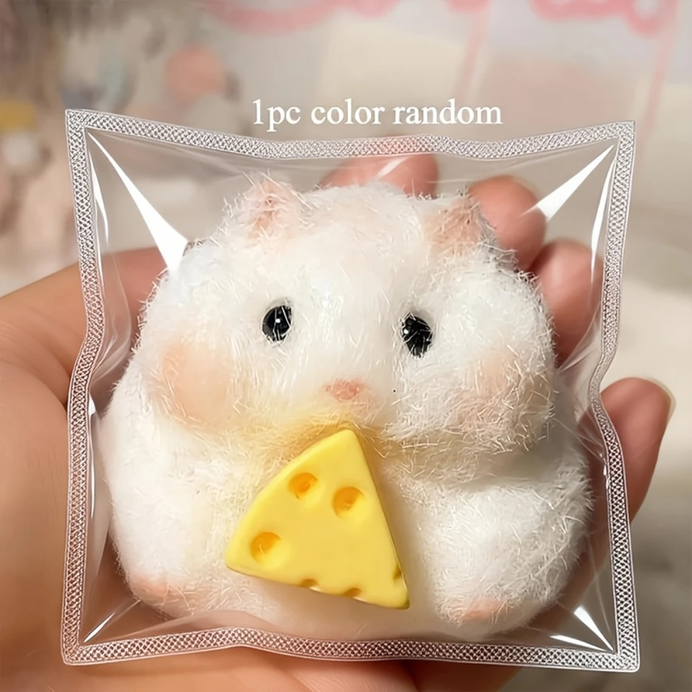 Cute Hamster Squishy Toy White Yellow Soft Slow Rise Stress Relief Sensory Toy Christmas Halloween Birthday Gift for Office Desk