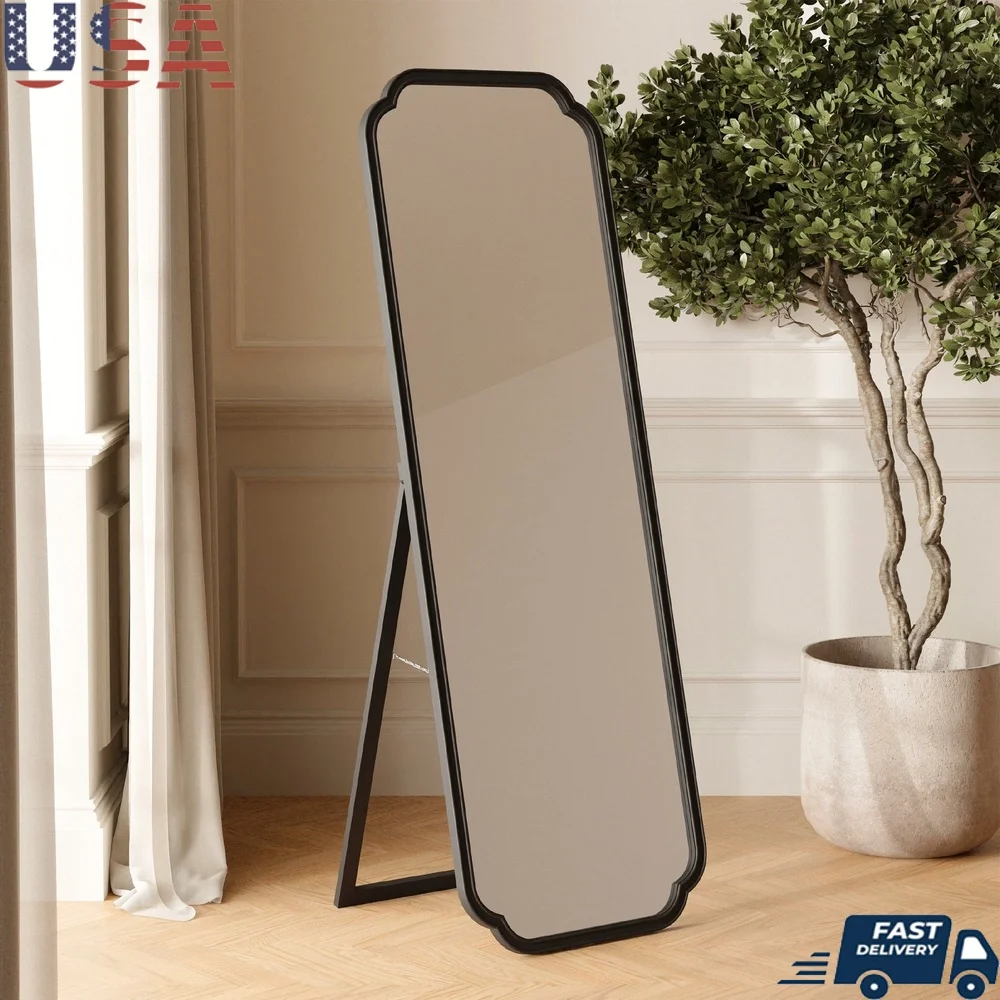 

Wooden Framed Cheval Floor Mirror 60 Inch Tall Black Easel Design Full Length Decorative Mirror Bedroom Living Room