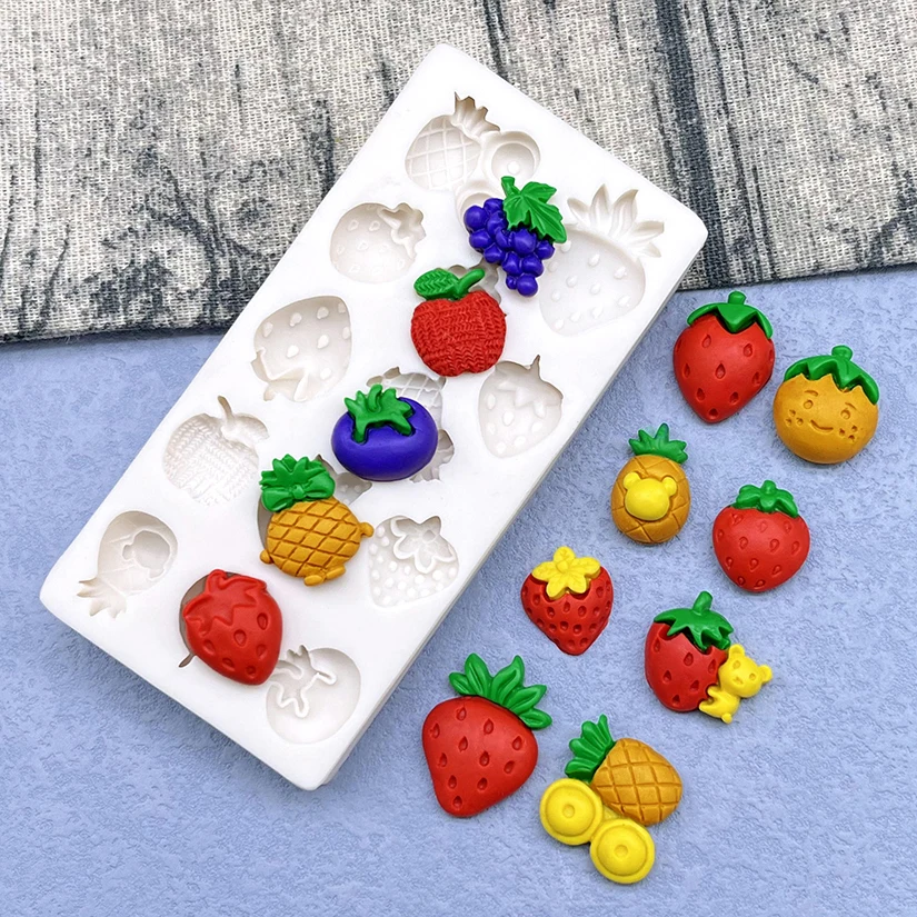 Strawberry Pineapple Grape Silicone Sugarcraft Mold Resin Tools Cupcake Baking Mould Fondant Cake Decorating Tools