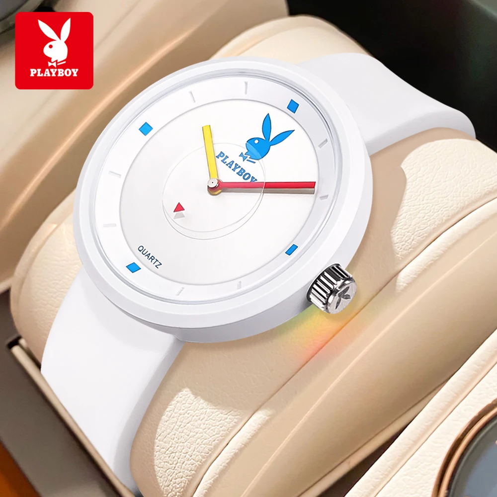 PLAYBOY Watches for Woman Soft Silicone Strap Original Quartz Women's Watches Simple Fashion Elegant Ladies Wristwatch Gift 3059