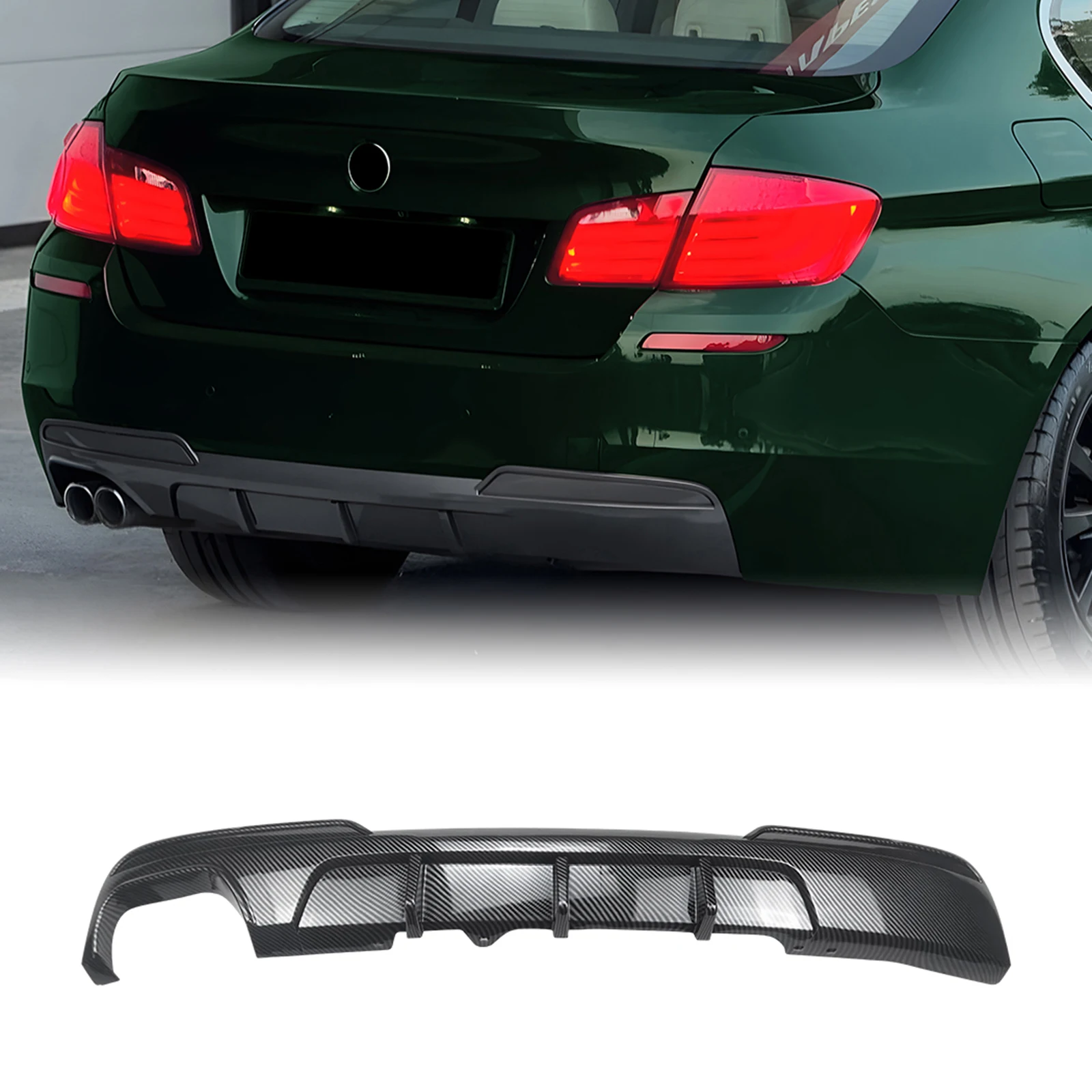Heckstoßstangen-Diffusor, Lippe, Heckmanschette, unterer Spoiler, Splitterschutz für BMW 5er F10 F11 528i 535i 550i M Sport M-Tech 2011–2017