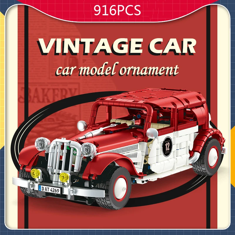 

Technical France Vintage Car Building Block Citroens 11CV Rc Vehicle Brick Radio 2.4ghz Remote Control Toys Collcetion For Gift