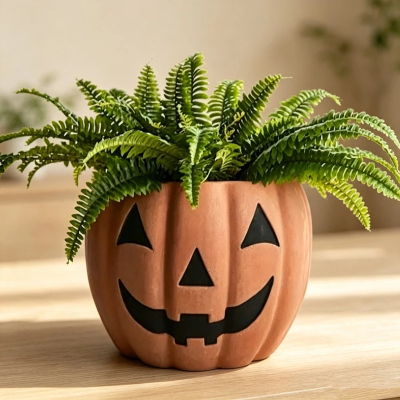 Cartoon Halloween Pumpkin Flowerpot Realistic Resin Crafts Succulent Planter Pot Elegance Pumpkin Plants Container