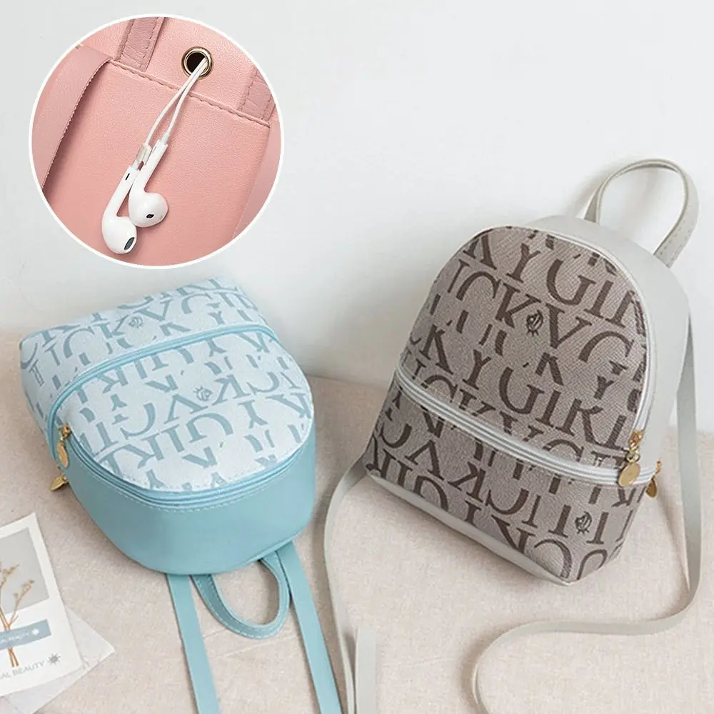 حقيبة ظهر كاجوال صغيرة من جلد البولي يوريثان مطبوعة بحروف متعددة الأغراض ومحفظة يومية للسيدات #1