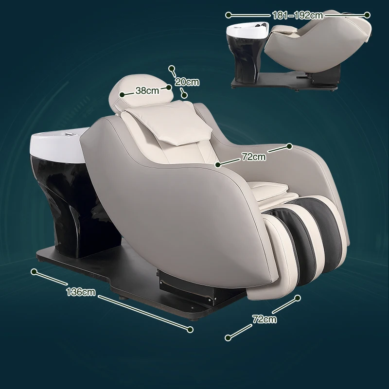 Comfortable Electric Hair Salon Backwash Unit Furniture Massage Hair Washing Bed Shampoo Chair With Bowl