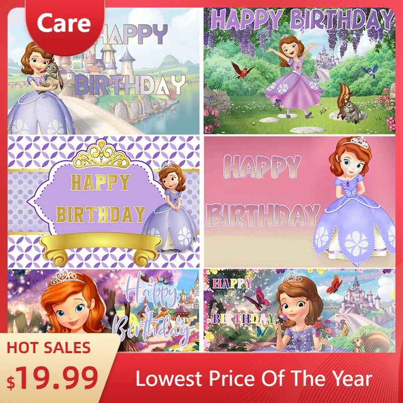 

Sofia The First Cartoon Princess Theme Birthday Party Vinyl Background Baby Shower Photography Props Decor Supplies Photo Poster