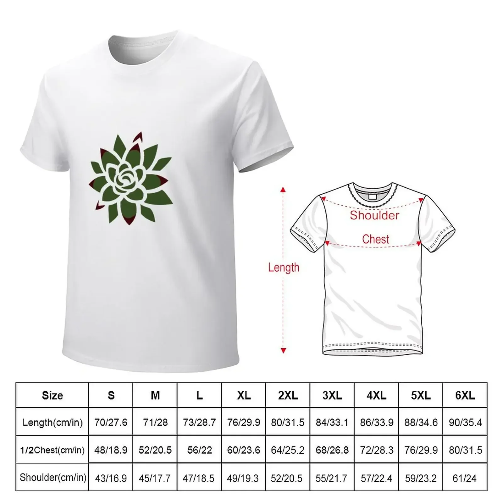 Echeveria Succulent Abstract Illustration - Simple Cactus Drawing T-Shirt graphics tops cute  T-shirt men