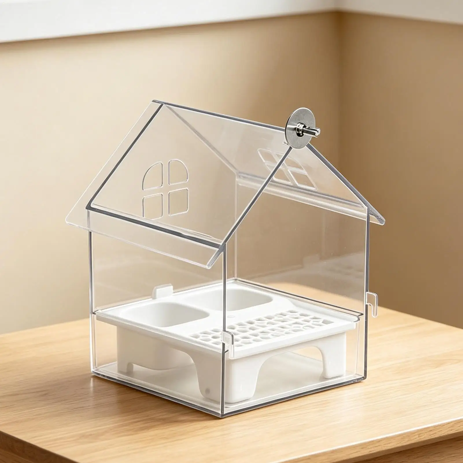 

Parrot Cage Feeder Pull-Out Drawer External Decorative Transparent Parrot Feeder Food Container For Home Dorm Office Apartment