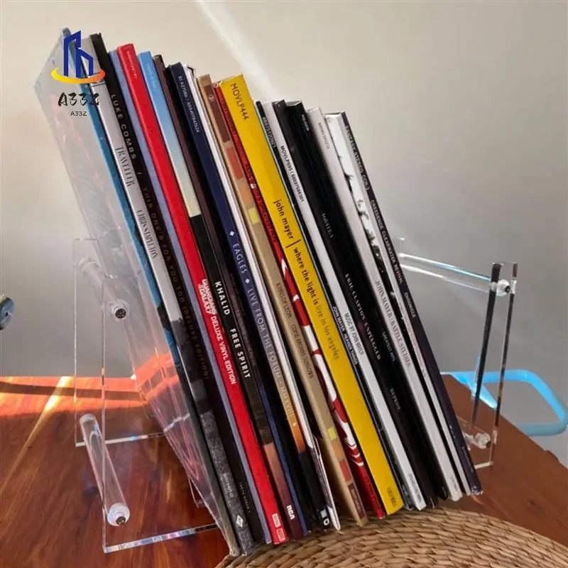 

A33Z-3X Clear Vinyl Record Stand Holder For Desktop Album Storage, Acrylic Vinyl Record Shelf Display 50 Lps
