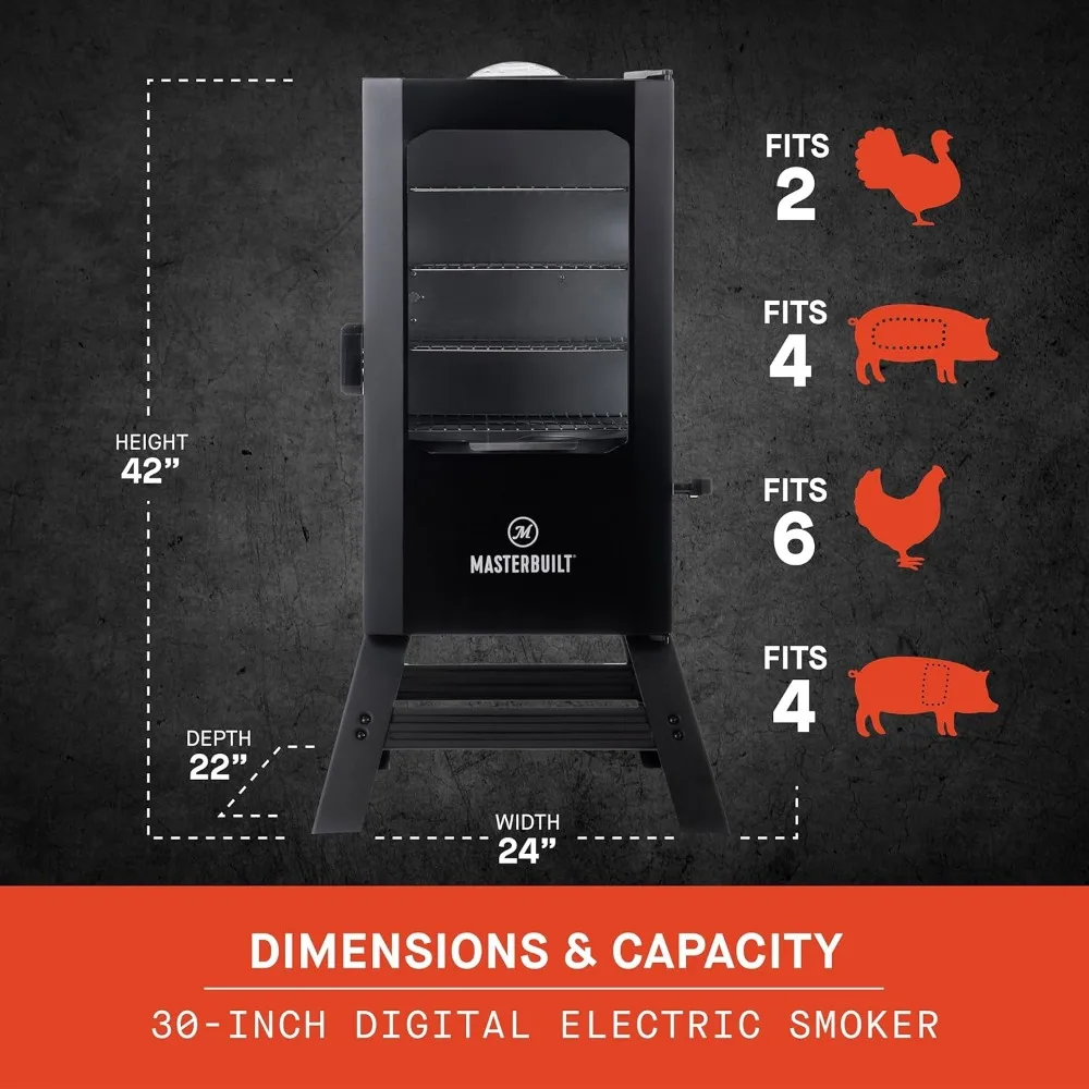 Imagem -06 - Masterbuilt-construído®digital Elétrica Vertical Churrasco Fumante Kit Perna Carregador de Madeira Lado de Madeira 710 Square Cooking Quadrado 30