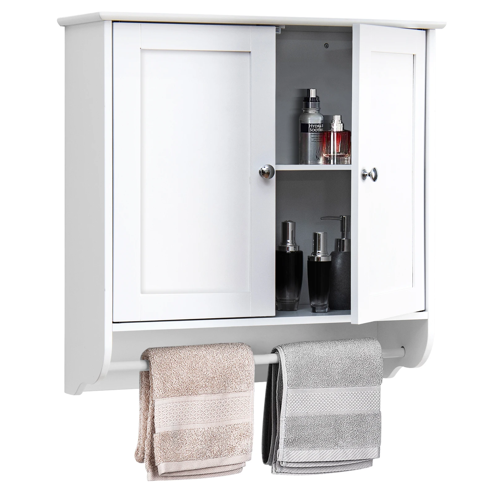 

Wall Mounted Bathroom Medicine Cabinet Storage Cupboard w/ Towel Bar