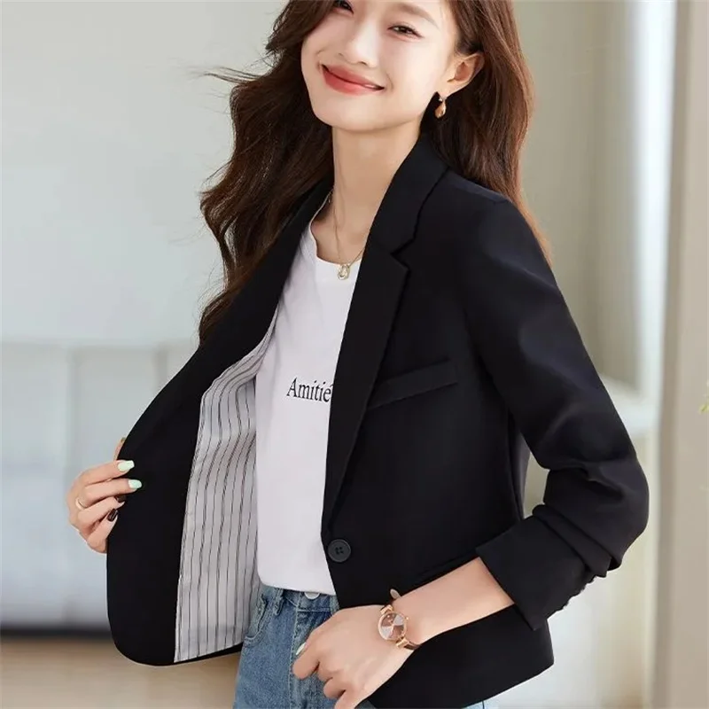 good-looking Spring Autumn short sleeved professional casual temperament suit jacket coat slim Ladies suit work clothes