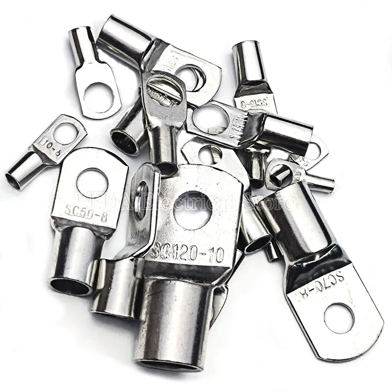 10Pcs SC1.5-5 SC10-8 SC16-6 SC16-8 Copper Cable Lug Kit Bolt Hole Tinned Cable lugs Battery Terminals copper nose Wire connector