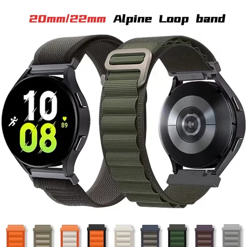 Correa de 20mm 22mm para Samsung Galaxy Watch 4 5 6 7 Classic Gear S3 Active 2 pulsera de nailon alpino para Amazfit GTS 2 3 4 mini Band