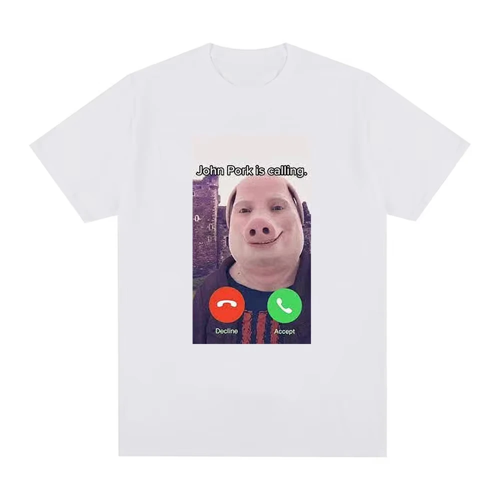 John Pork Is Calling Funny Answer T Shirt Fashion for Fan Vintage Washed Unisex Comfortable Stretched Versatile Streetwear Tops