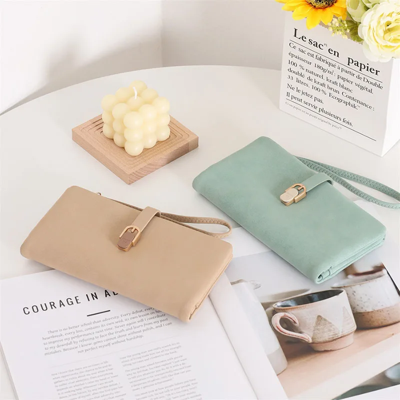 Simple Women Fashionable Long Wallets Pure Blue Luxury Brand Letter Printed Style Women's Card Bag Purse ID Card Holders
