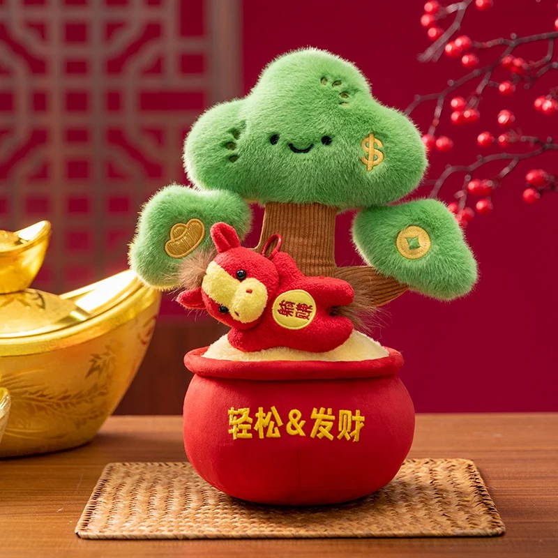 Vaso dos desenhos animados pinheiro brinquedo de pelúcia macio planta de pelúcia árvores verdes mangueira vermelha boneca criativa engraçado pinho decoração de ano novo presentes da menina