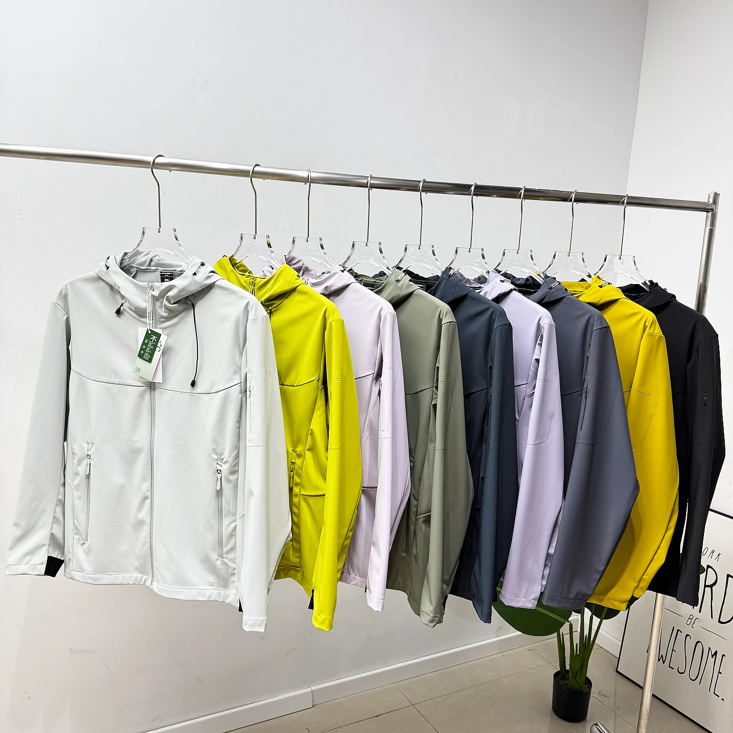 

Унисекс куртка-ветровка для активного отдыха, мужская, весенняя, с капюшоном, на молнии, из нейлона и полиэстера, с длинными рукавами