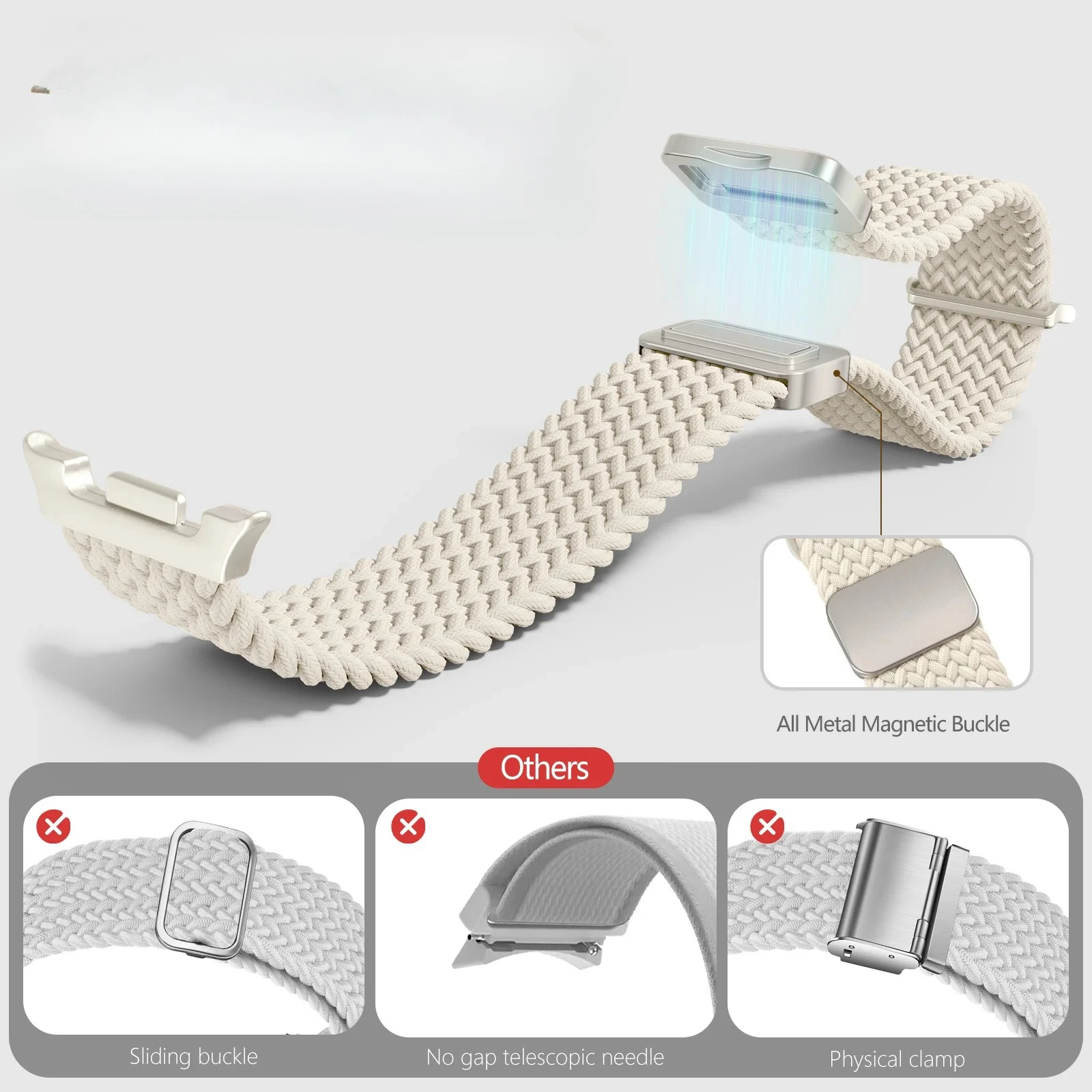 حزام مضفر مغناطيسي لساعة سامسونج جالاكسي 8 حزام 44 مللي متر 40 مللي متر سوار نايلون كوريا بولسيرا حزام جالاكسي ساعة 8 كلاسيكي 46 مللي متر