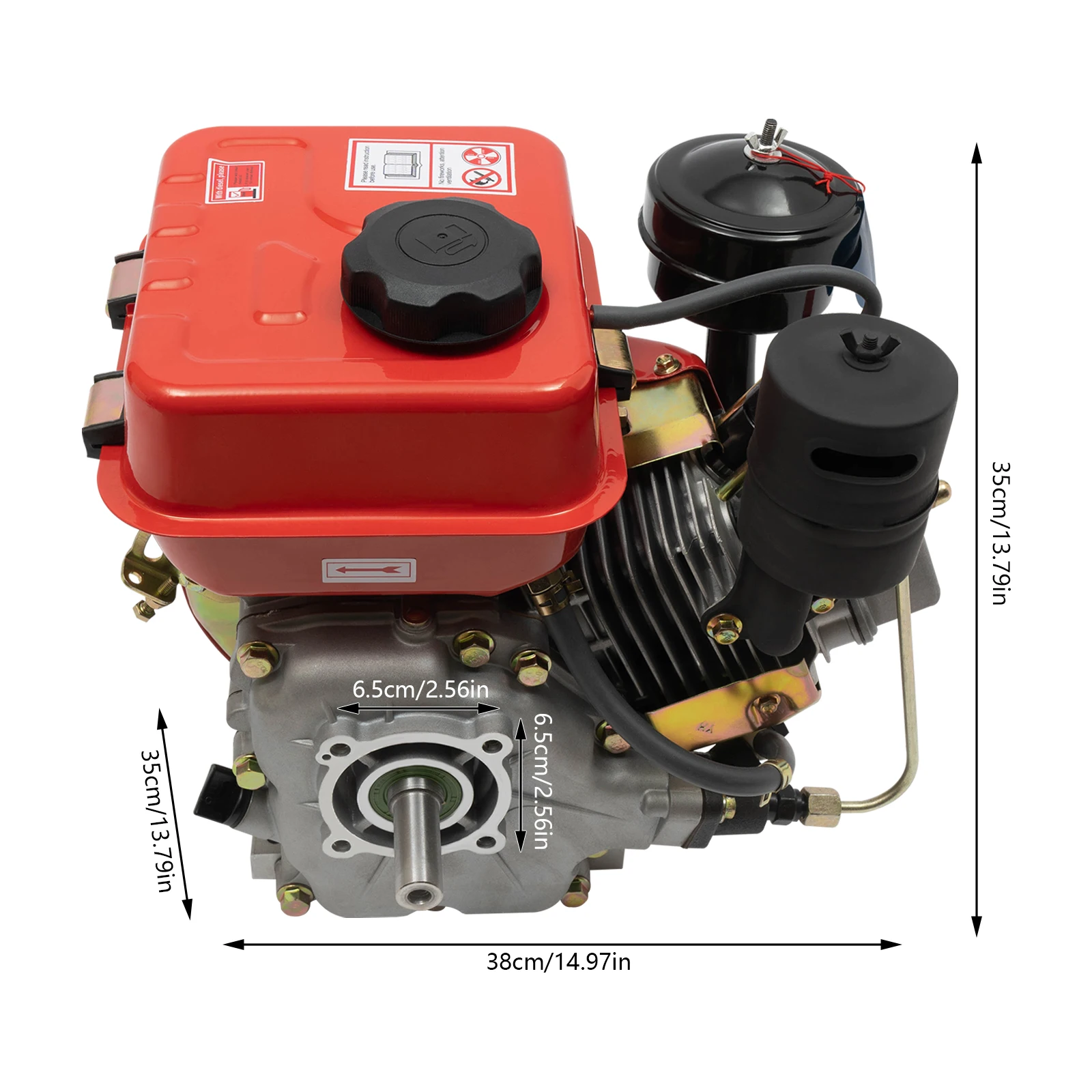 4Stroke 3HP Single-cylinder Diesel Engine Recoil Start System Diesel Motor for Go Cart Lawn Mower Cement Mixer (Red)