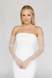 TOPQUEEN VM20 eleganti guanti da sposa guanti da sposa lunghezza gomito senza dita maniche rimovibili fidanzata addio al nubilato fai da te