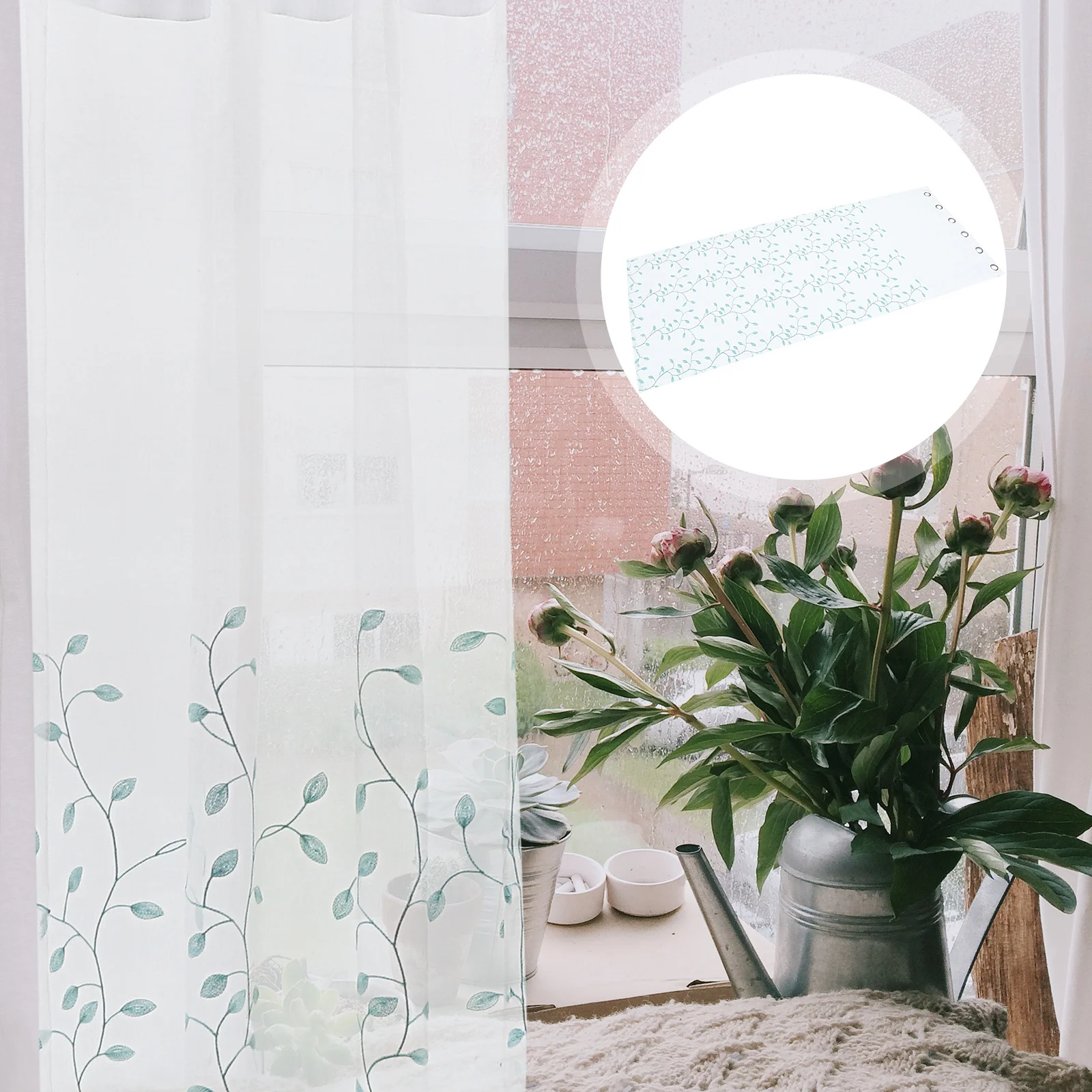 

2Pcs Window Sheer Curtain Voile Gauze Drape Light Filtering for Living Room Bedroom Kitchen Home Decor Simple Leaf Design