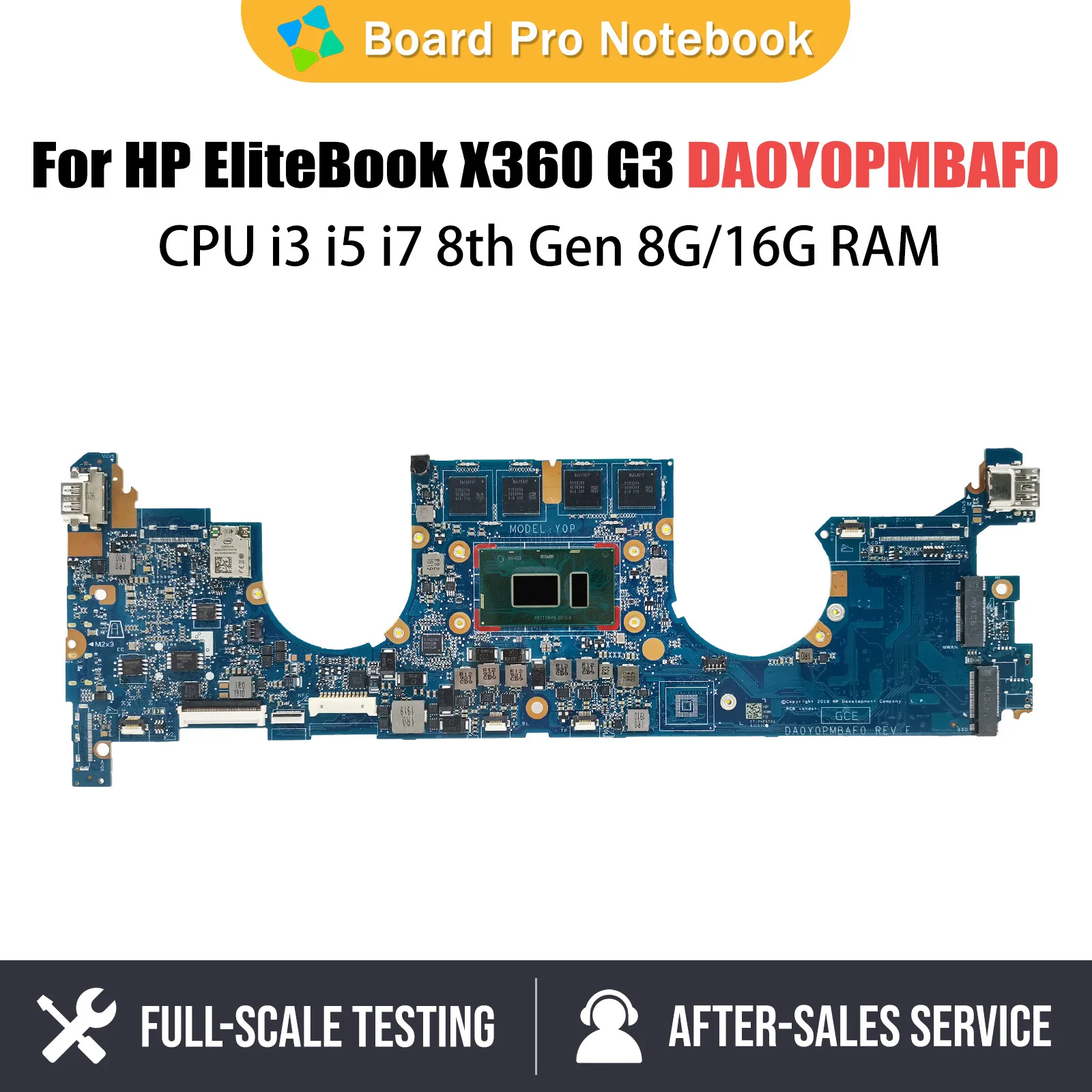 

Notebook Mainboard For HP EliteBook X360 G3 L31865-001 DA0Y0PMBAF0 Laptop Motherboard CPU I3 I5 I7 8th Gen 8G 16G RAM