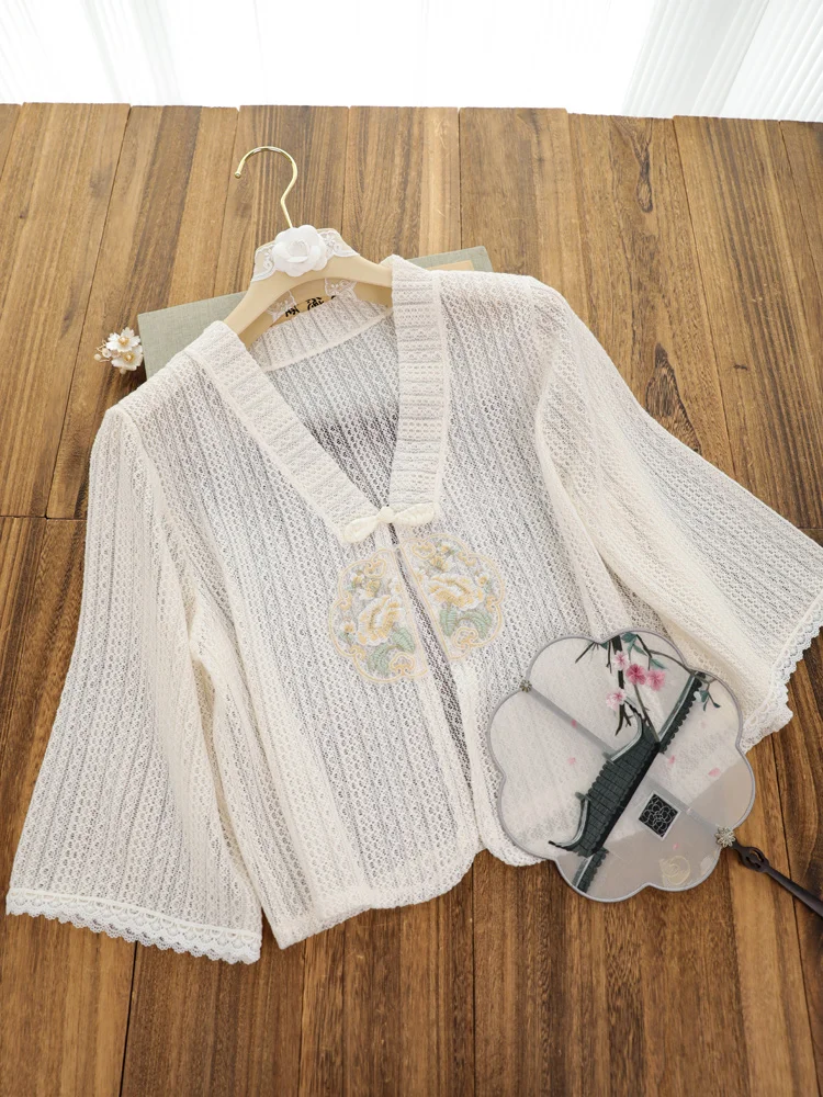 

Elegant Ladylike Outerwear Shawl Young Versatile Simple Design Summer New Arrival Polyester Fiber Lace Decoration