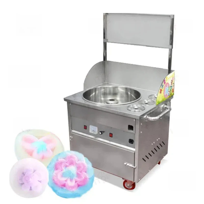 Vertical Gas Or Electric Cotton Candy Floss Machine with Cart Floor Design Cotton Candy Machine with 3 Sugar Barrels