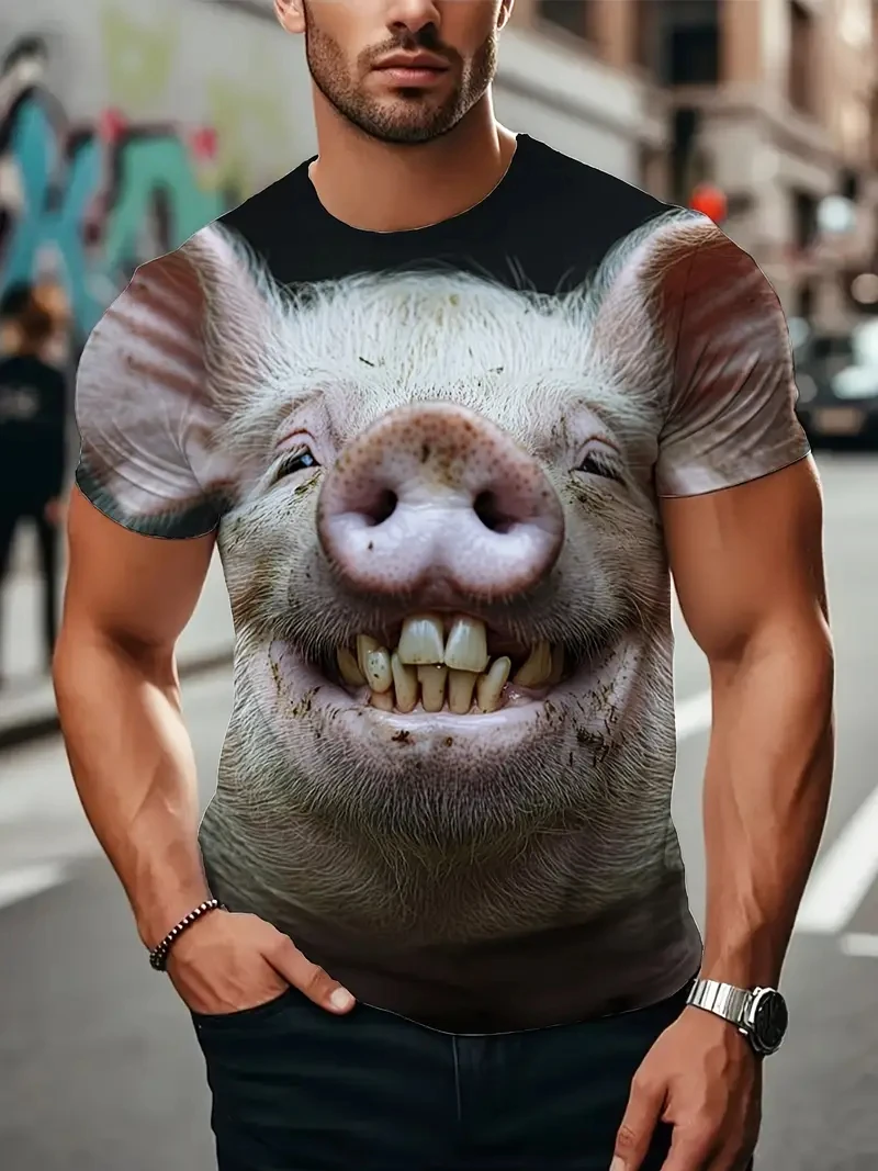 Impression 3D drôle gros cochon T-Shirt hommes drôle cochon visage graphique t-shirts été intérêt mode à manches courtes hauts rue unisexe T-Shirt