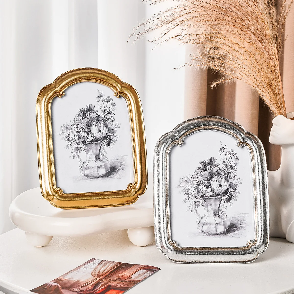 American-French style curved door-shaped entranceway background wall hanging picture frame resin photo frame combination photo