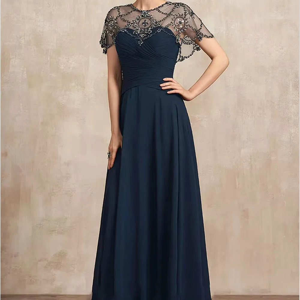 

Customized Elegant And Pretty Mother of Bride Dresses Beading Pleated Sequin Wedding Party Dresses