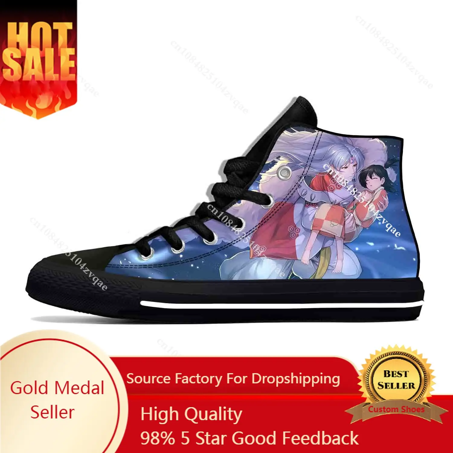 

Anime Inuyasha Kikyō Lightweight Cloth 3D Print Fashion High Top Canvas Shoes Mens Womens Teenager Casual Breathable Sneakers