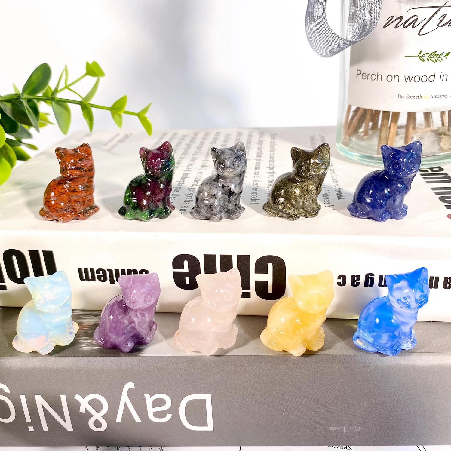 1PC Crytstal cat carving,Creative Gifts, Natural Crystal Carvings,Crystal Ornaments,Healing Crystals,Healing Energy,Table Decor