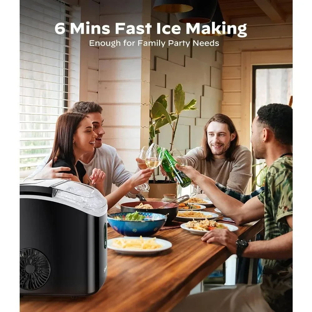 

Nugget Ice Maker Countertop, Portable Pellet Ice Machine with Self-Cleaning Function, Sonic Ice Maker Produces 33lbs of Chewabl