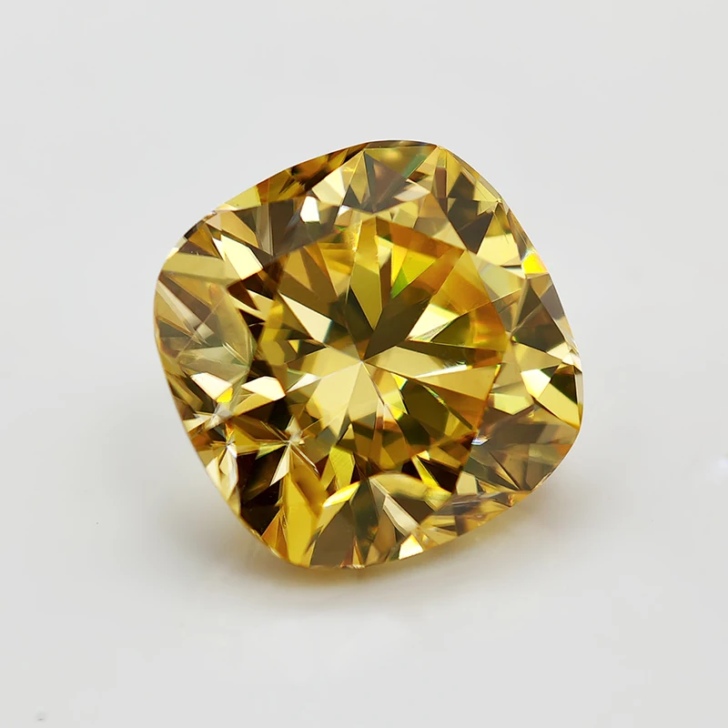Lemon Yellow Color Moissanite Stone With Certificate Cushion Cut 0.5-5.0ct Certified Moissanite Loose Gemstone GRA Jewelry