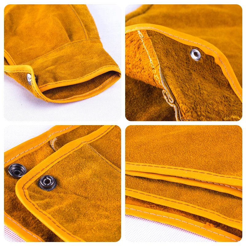 1 Pair Heat Resistant Welding Arm Sleeves Protection Cuff Safety For Workers Cowhide Leather Welded Sleeves Spark-proof
