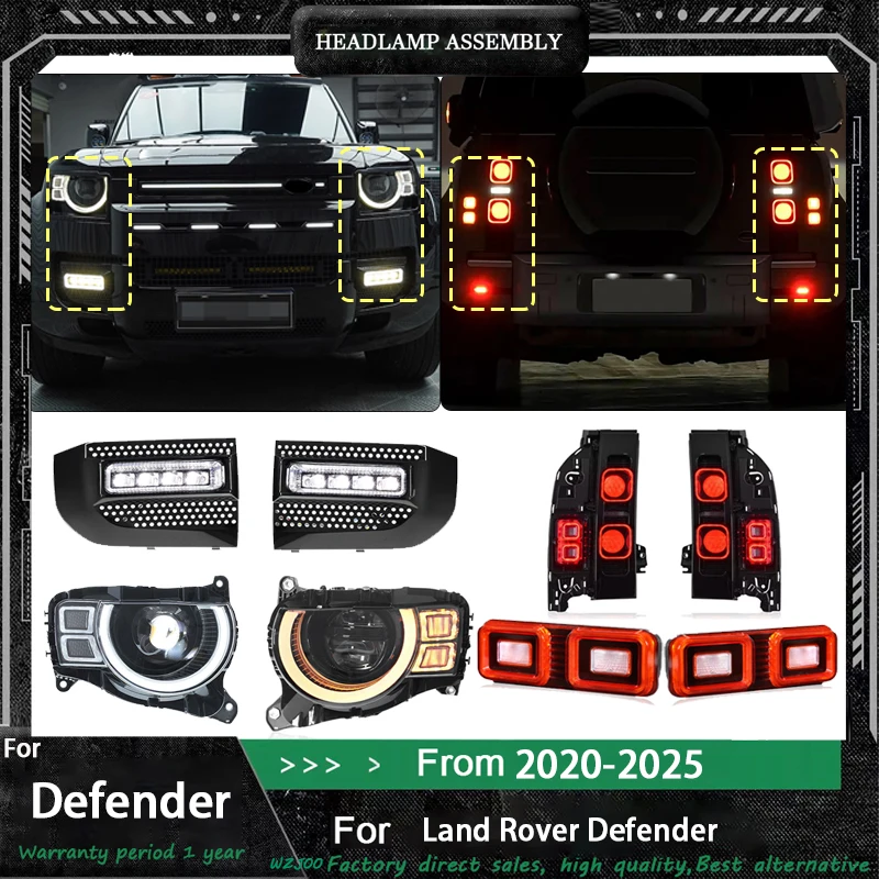 LED Headlights for Land Rover Defender 2020-2025 LED Automotive Accessories HeadLight taillight fog lamp LED Reversing light