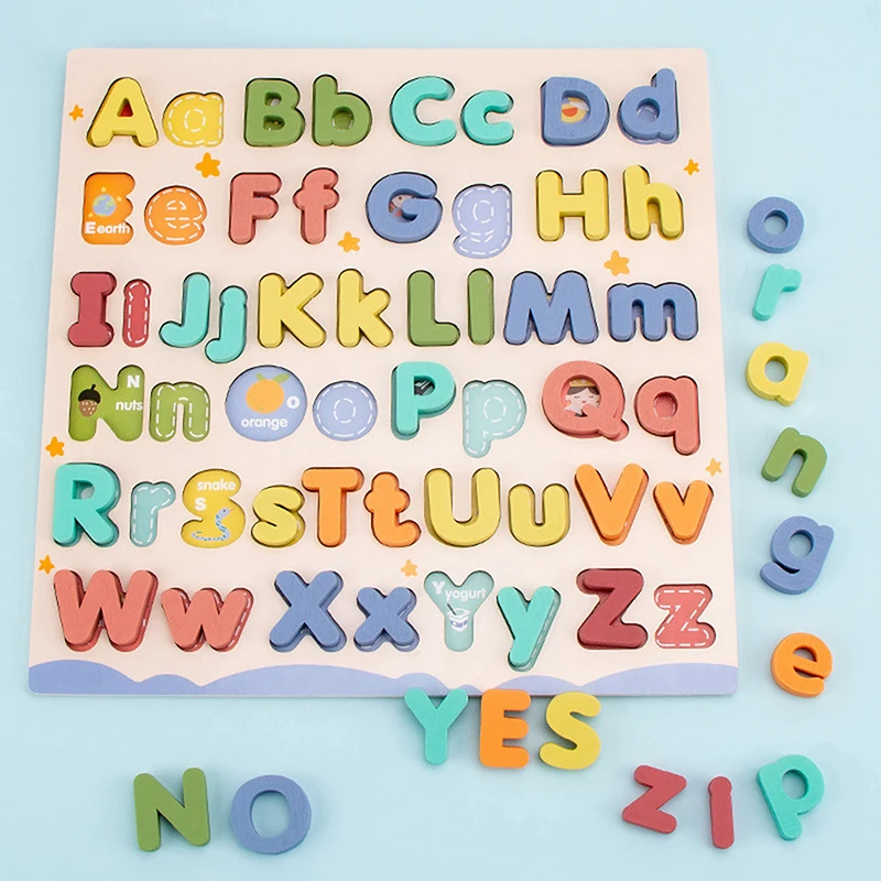 Wooden Educational Abc Puzzle Upper Case And Lower Case Letters For Birthday Gifts Boys Girls Family Game Children Preschoolers view 2