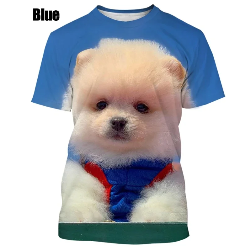 

New Summer Hot Sale Funny Dog Pomeranian 3D Printing High Quality Men's And Women's T-shirt Tops Cute Tee Clothing Y2k Clothes