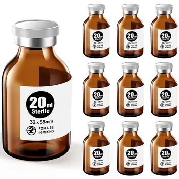 Frascos vazios estéreis Ks-Tek com porta de injeção autocurativa, com tampa de plástico de alumínio, pacote estéril