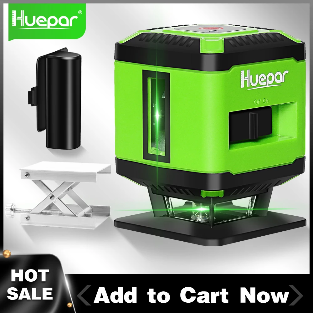 Huepar-nível a Laser para Instalação de Piso com Modo de Comutação de Linha para Alinhamento de Pisos e Azulejos Feixe Verde com Bateria de Lítio