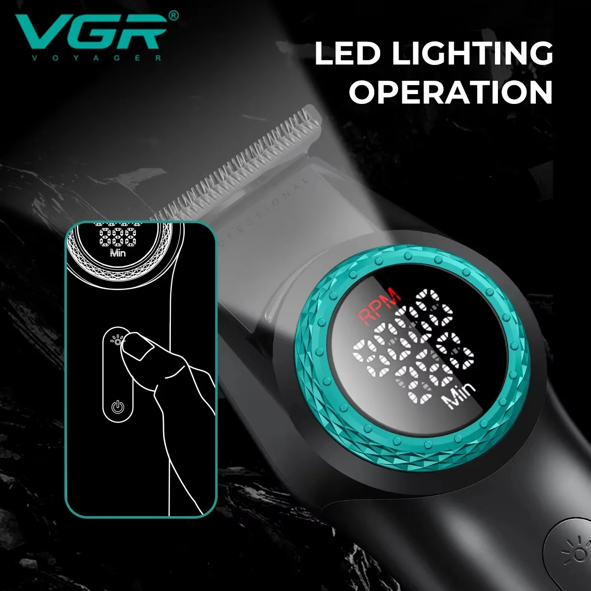 VGR Professional Hair Clipper V-977 with LED Display